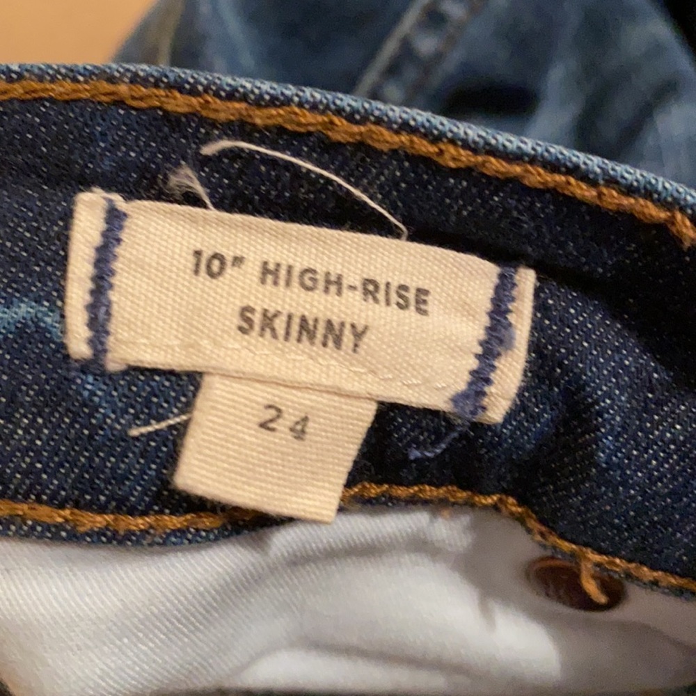 NEW Madewell 10” high rise button fly skinny jeans drop hem distressed size 24 - Picture 12 of 12